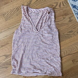 Madewell Brown and White Striped Tank Top